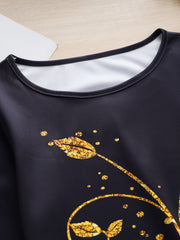 Girls 3D Flower Graphic Long Sleeve Dress Spring Fall Party Gift