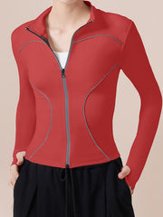 Girls Reflective Fleece Zip Up Yoga Jacket for Fall Winter