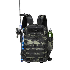 Fishing Tackle Storage Bag with Water Bottle & Rod Holder