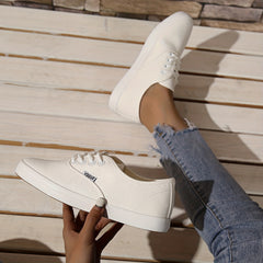 Women's Canvas Lace Up Low Top Sneakers Casual Walking Shoes