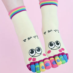 Cartoon Print Toe Socks Colorful Women's Sports Socks