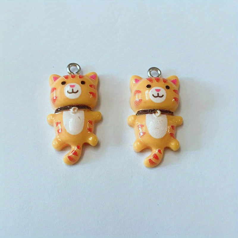 10Pcs 3D Small Cat Charm Pendant Resin Accessories Earrings Keychain Bracelet