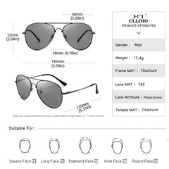 CLLOIO Titanium Polarized Sunglasses Photochromic Sun Glasses