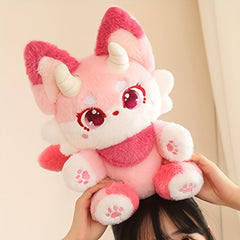 Devil Fox Plush Toy Soft Pink Stuffed Animal with Companion Bedtime & Home Decor