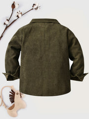 Boys Long Sleeve Solid Button Blouse