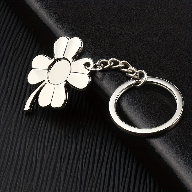Clover Keychain Fortune Metal Key Ring Purse Bag Backpack Car Key Charm