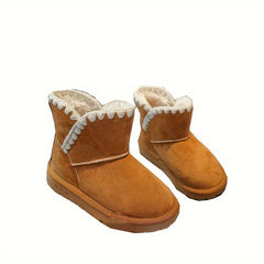 Girl's Warm Snow Boots Cozy Non Slip Ankle Boots Plush Comfy Hiking Shoes