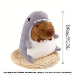 Cute Gray Shark Capybara Plush Toy Doll Soft Fabric Home Decor Gift