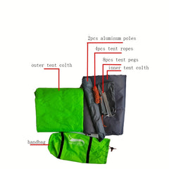 Outdoor Camping Double Layer Tent for 2 People Rainproof & Sunscreen