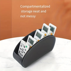 PU Leather Remote Control Holder Organizer Box with 5 Compartments