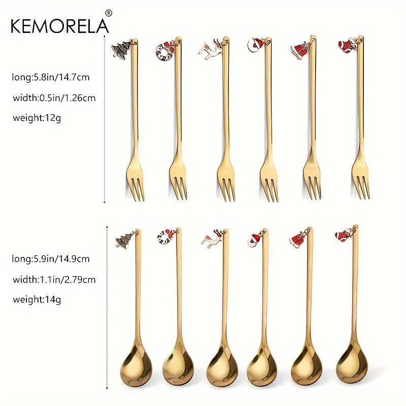 6pcs Christmas Tree Santa Dinnerware Stainless Steel Cutlery Set