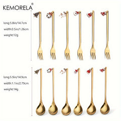 6pcs Christmas Tree Santa Dinnerware Stainless Steel Cutlery Set