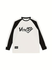 Block Pattern Print Men's Long Sleeve Active T-shirt for Spring Summer Autumn