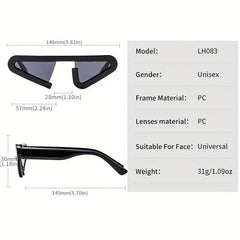 Irregular Frame Sunglasses Gradient Lens Hip Hop Style Eyewear