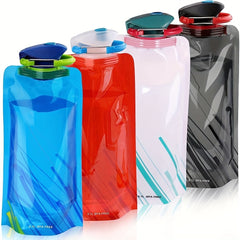 4pcs Collapsible Water Bottle 500ML Reusable Water Bag