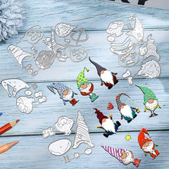 10pcs Christmas Gnome Die Cuts Santa Claus Metal Cutting Dies for Card Making