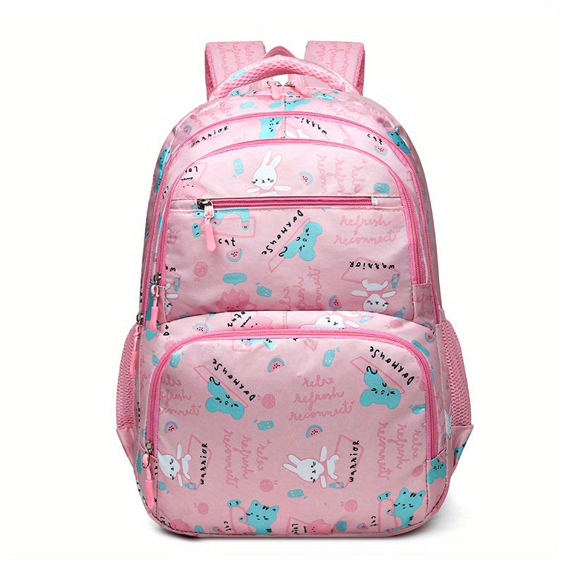Children's Cartoon Rabbit Print Backpack Lightweight Waterproof