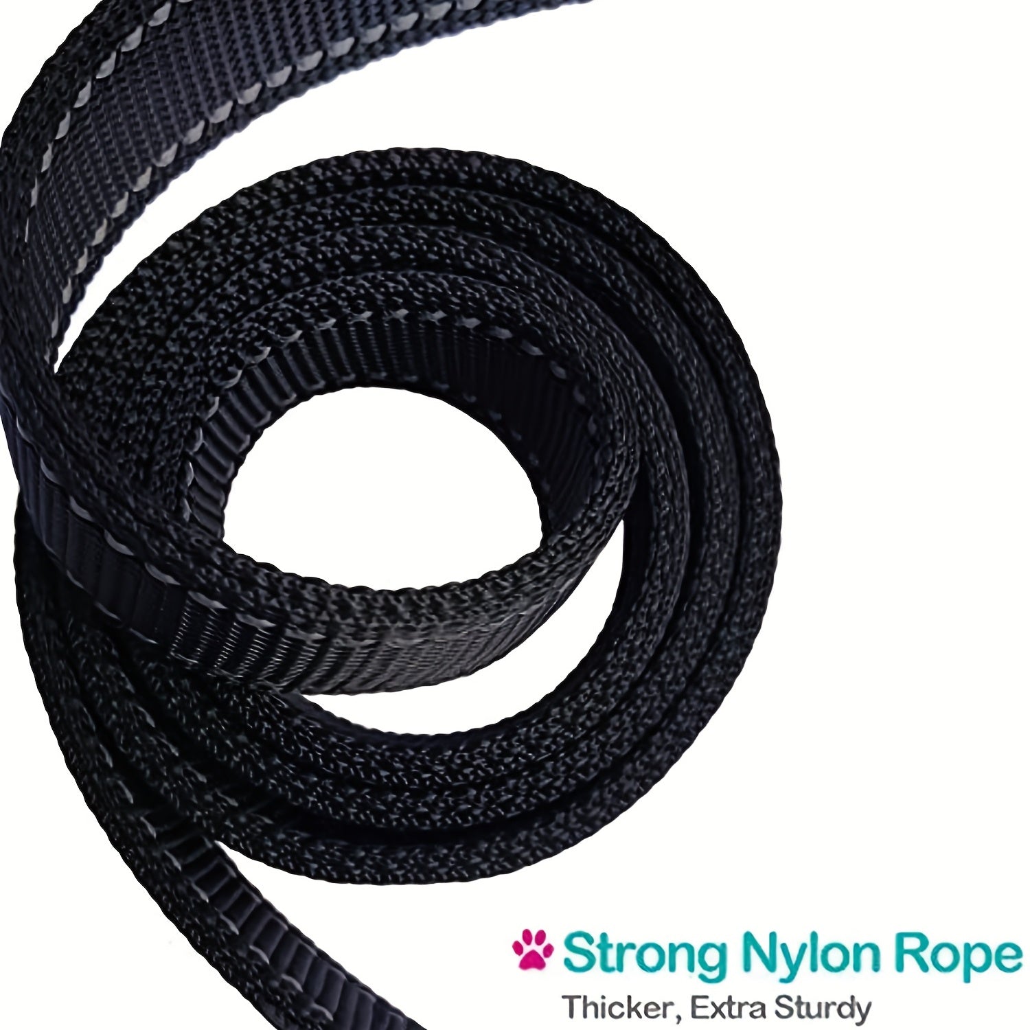 Short Nylon Dog Leash 30-48 cm Reflective Threads for Large and Medium Dogs