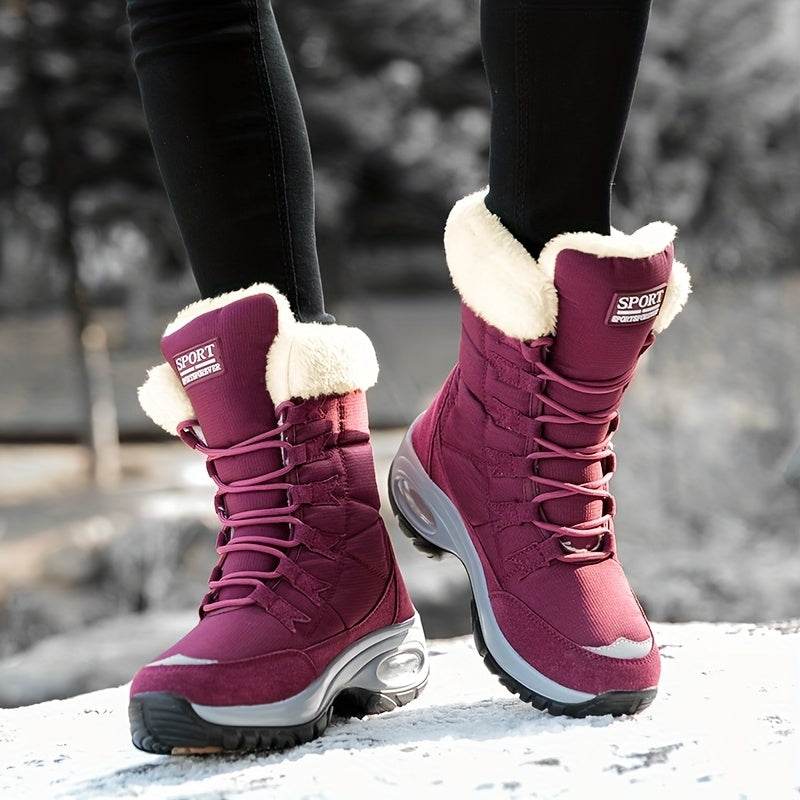 Women's Thermal Winter Boots Lace Up Soft Sole Non slip Snow Warm Shoes
