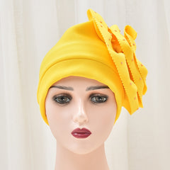 Turban Hair Cap Women Casual Big Flowers Head Hat Cap Headwear
