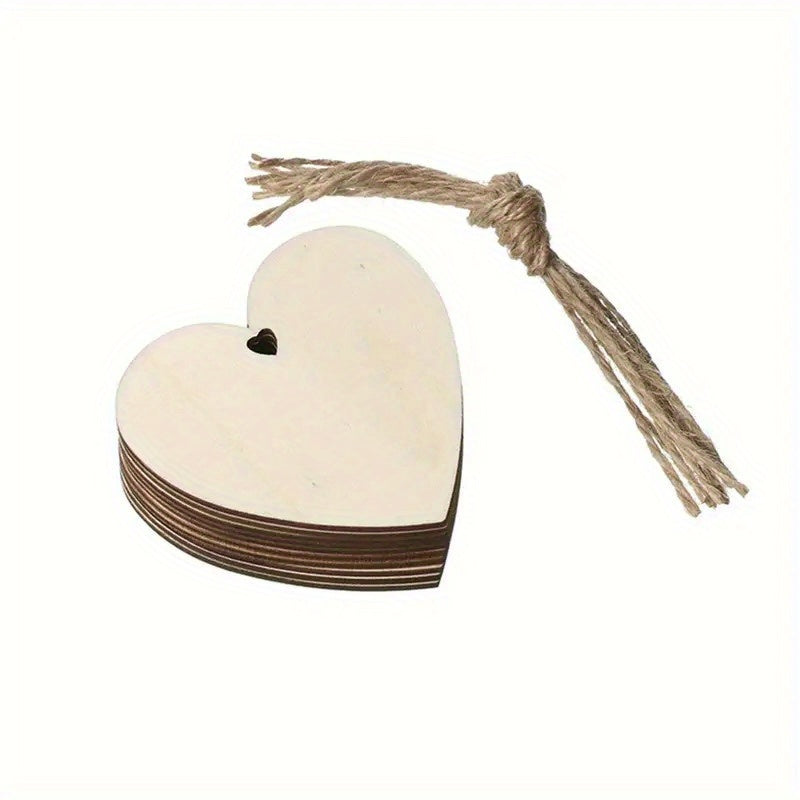 10pcs Love DIY Wooden Chips Blank Labels Heart Decor Rustic Wedding Decorations