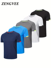 3 Pcs Men's Basic Solid Short Sleeve Comfy T shirt Breathable Tee