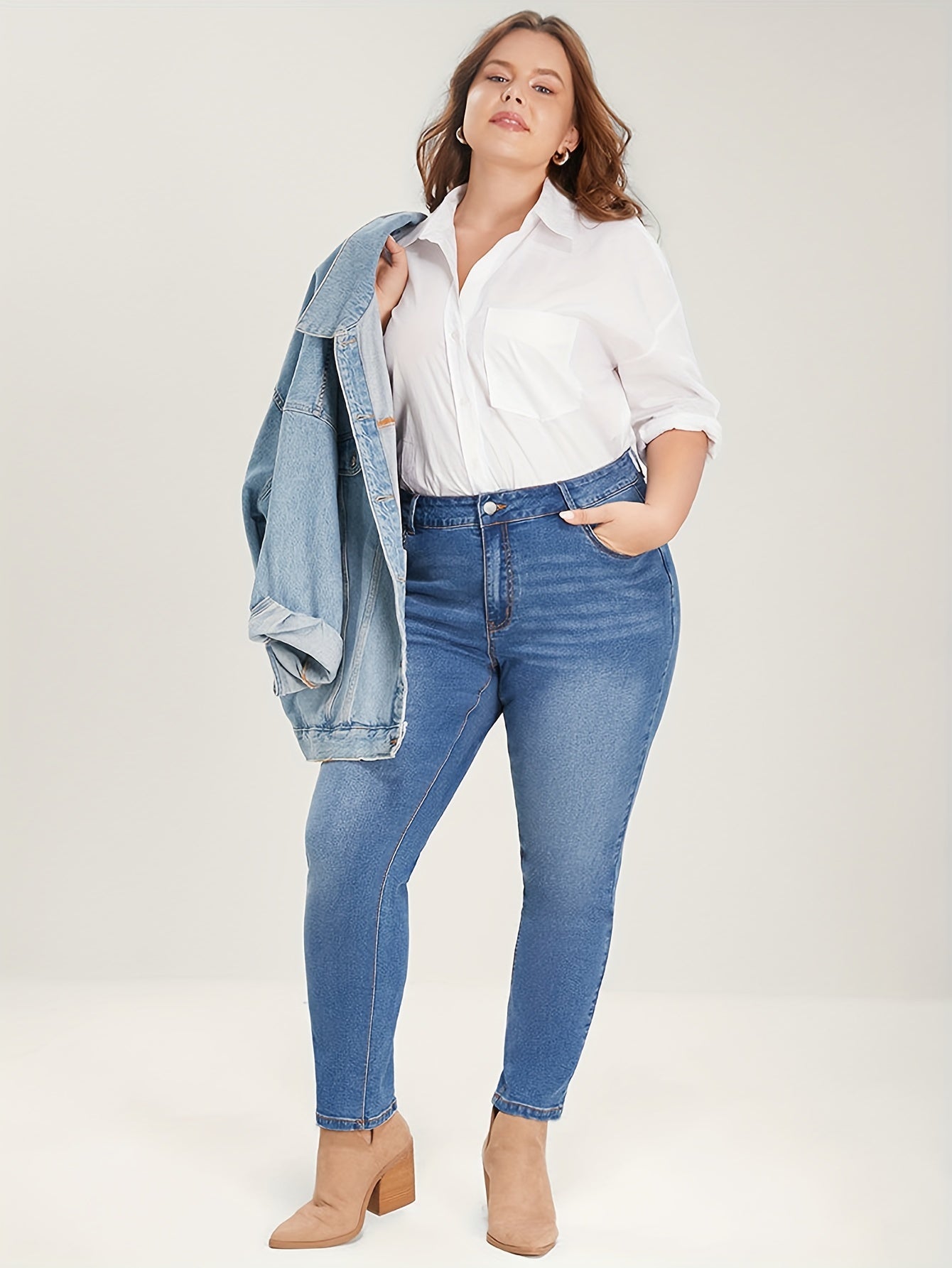 High Rise Skinny Jeans, Button Fly, High Stretch