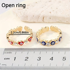 Colorful Evil Eye Open Ring, Birthday Party Gift For Girls