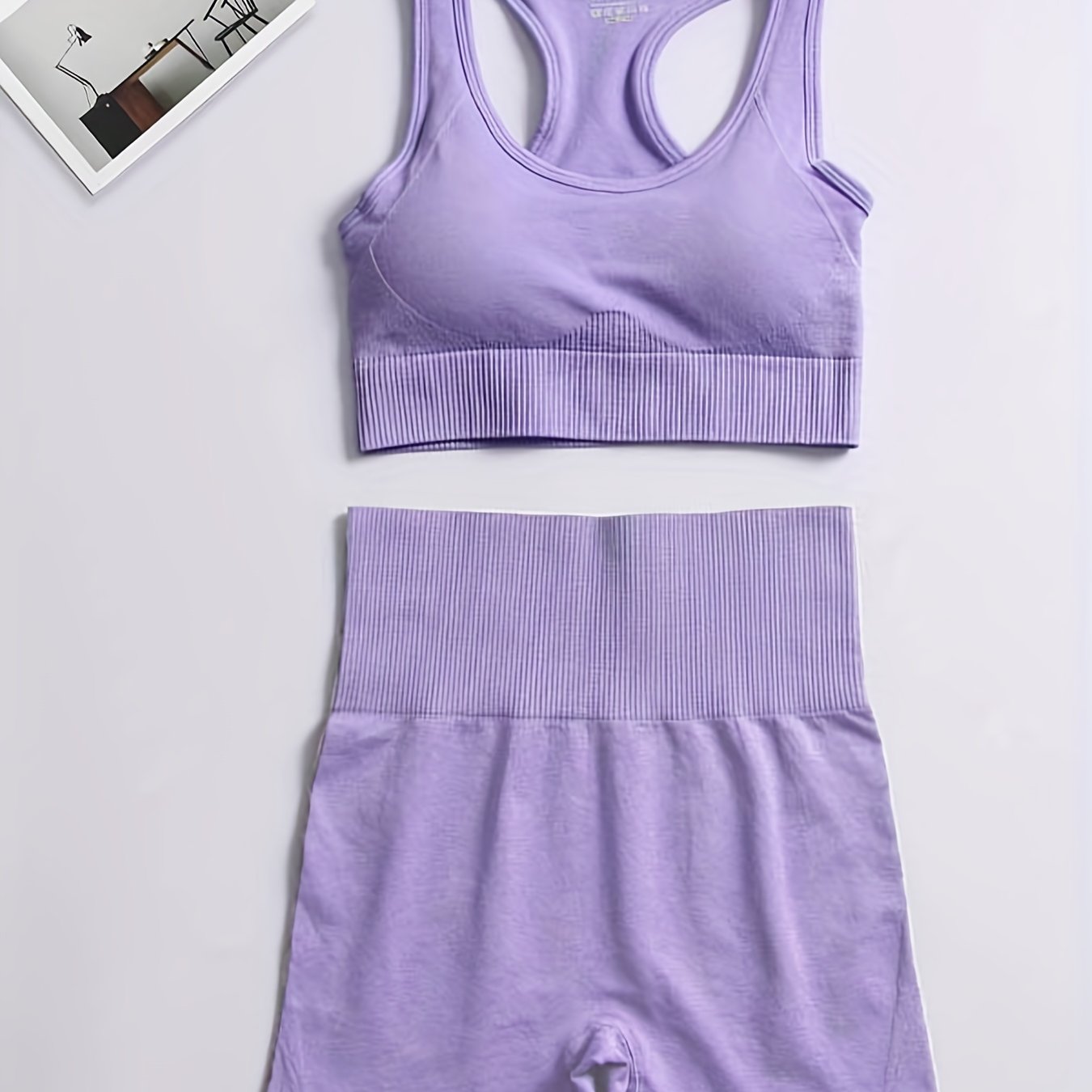 2 Pcs Yoga Set Sports Bra & Shorts Seamless Fitness Activewear