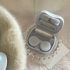 Heart Lens Cases 5 In 1 Travel Lens Box With Mirror Tweezers Remover Tool