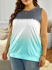 Colorblock Ombre Round Neck Tank Top