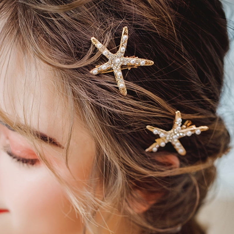 Starfish Pearl Hairpin Bridal Headpiece Wedding Party Jewelry