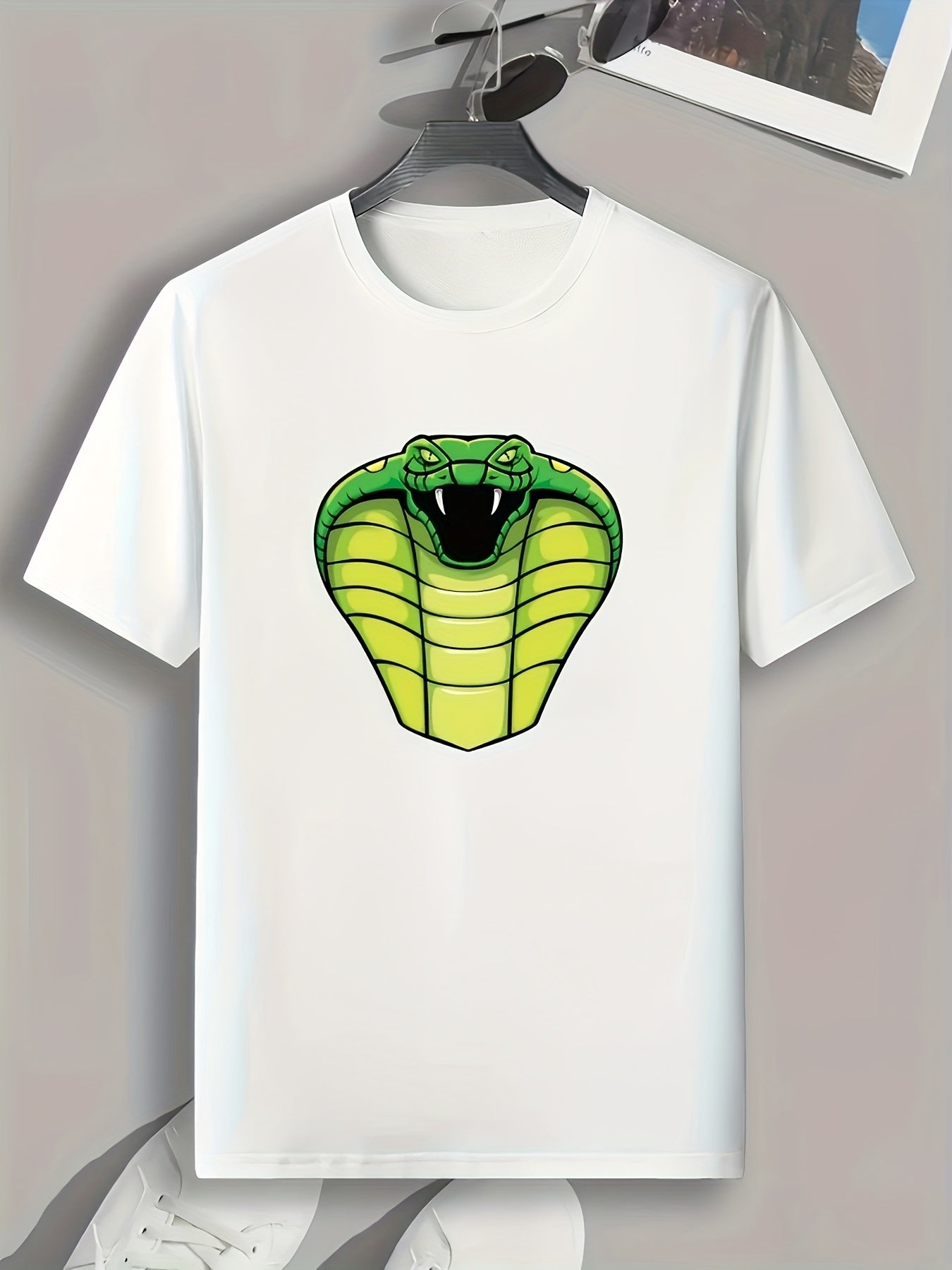 Snake Pattern Print Men's Comfy Sports T-shirt