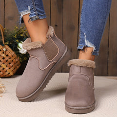 Women's Solid Snow Boots Slip On Round Toe Non slip High Top Velvet Warm Shoes