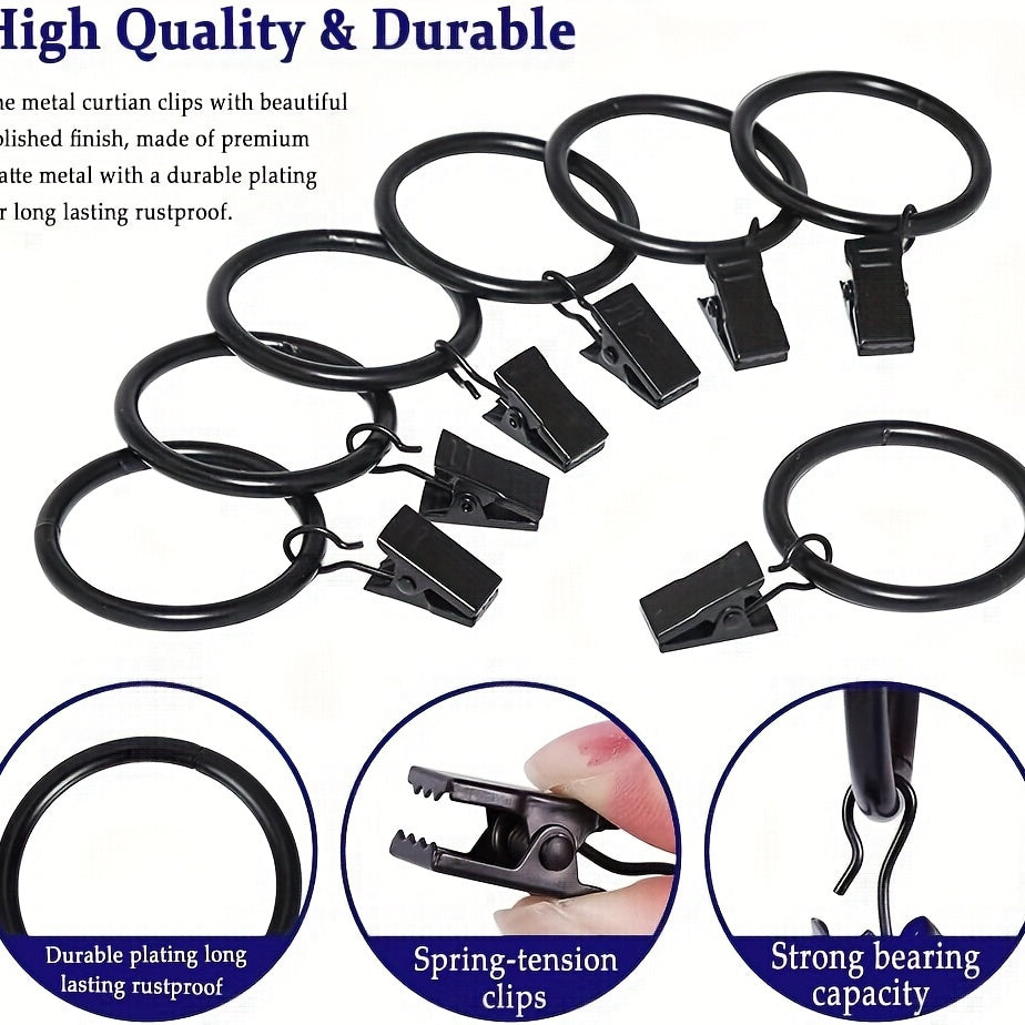 Stainless Steel Curtain Rings with Clips, Easy Installation, Vintage Finish