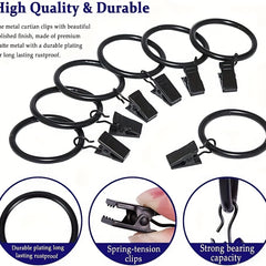 Stainless Steel Curtain Rings with Clips, Easy Installation, Vintage Finish
