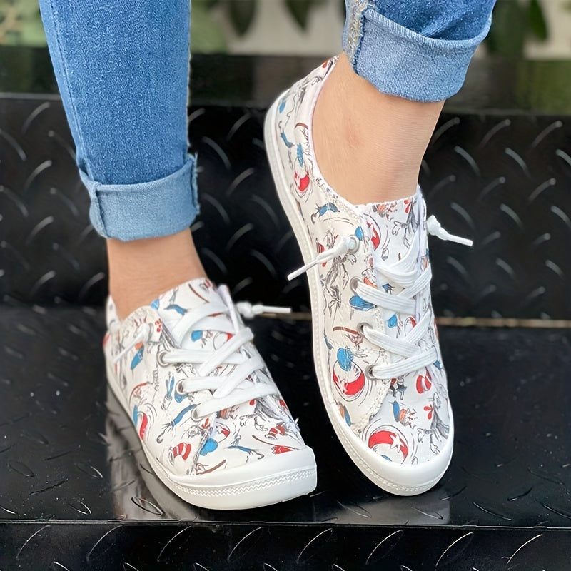 Women's Cute Cat Pattern Skate Shoes Lightweight Breathable Walking Shoes