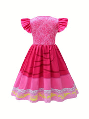 Kids Halloween Cosplay Girls Pink Dress Up Costume