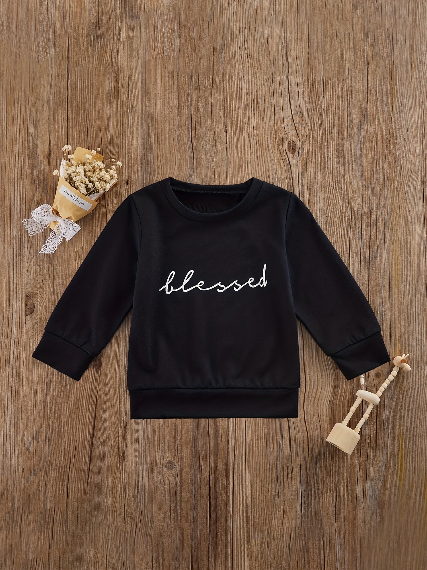 Toddler's Blessed Letter Sweatshirt Boy's Casual Pullover