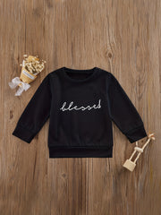 Toddler's Blessed Letter Sweatshirt Boy's Casual Pullover