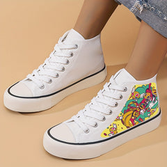Girl's Cartoon High Top Skate Shoes Non Slip Lace Up Sneakers