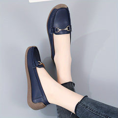 Women's Buckle Decor Flat Loafers Casual Slip On Shoes