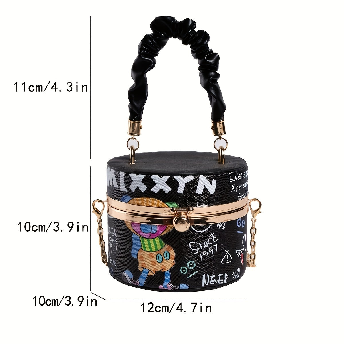 Mini Graffiti Handbag Cartoon Print Crossbody Bag Women's Stylish Purse