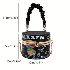Mini Graffiti Handbag Cartoon Print Crossbody Bag Women's Stylish Purse