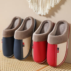 Men's Colorblock Cotton Non-slip Slippers Warm Cozy Slides