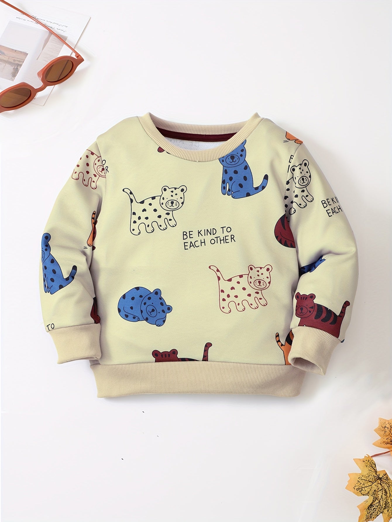 Boy's Leopard Print Round Neck Sweatshirt