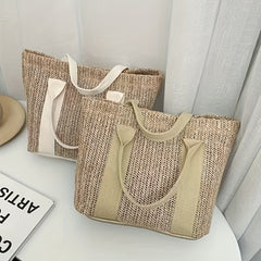 Boho Straw Tote Bag for Women - Summer Beach Travel Shoulder Bag