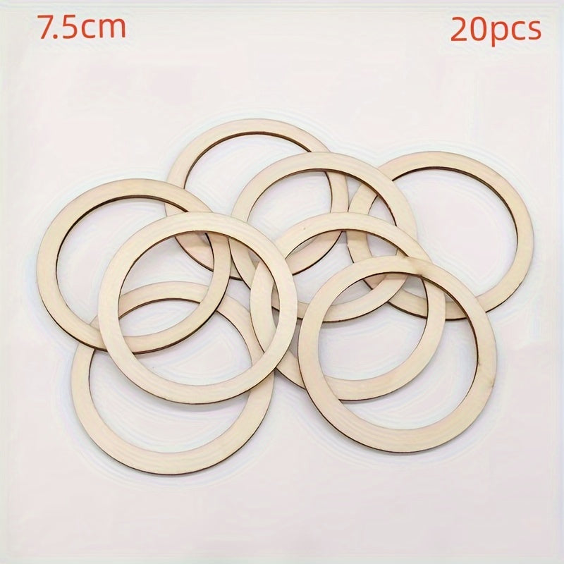 20pcs Pre-drilled Natural Wooden Circles for DIY Crafts Clothing Ornaments Art