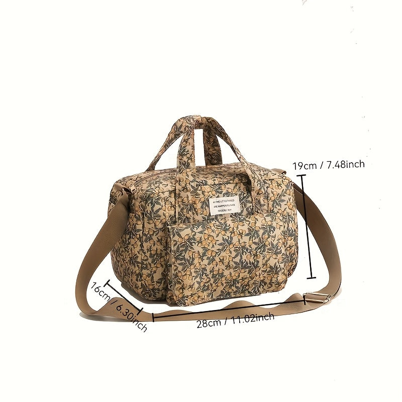 Brown Leaf & Lemon Print Diaper Bag Mommy Organizer