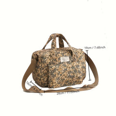 Brown Leaf & Lemon Print Diaper Bag Mommy Organizer